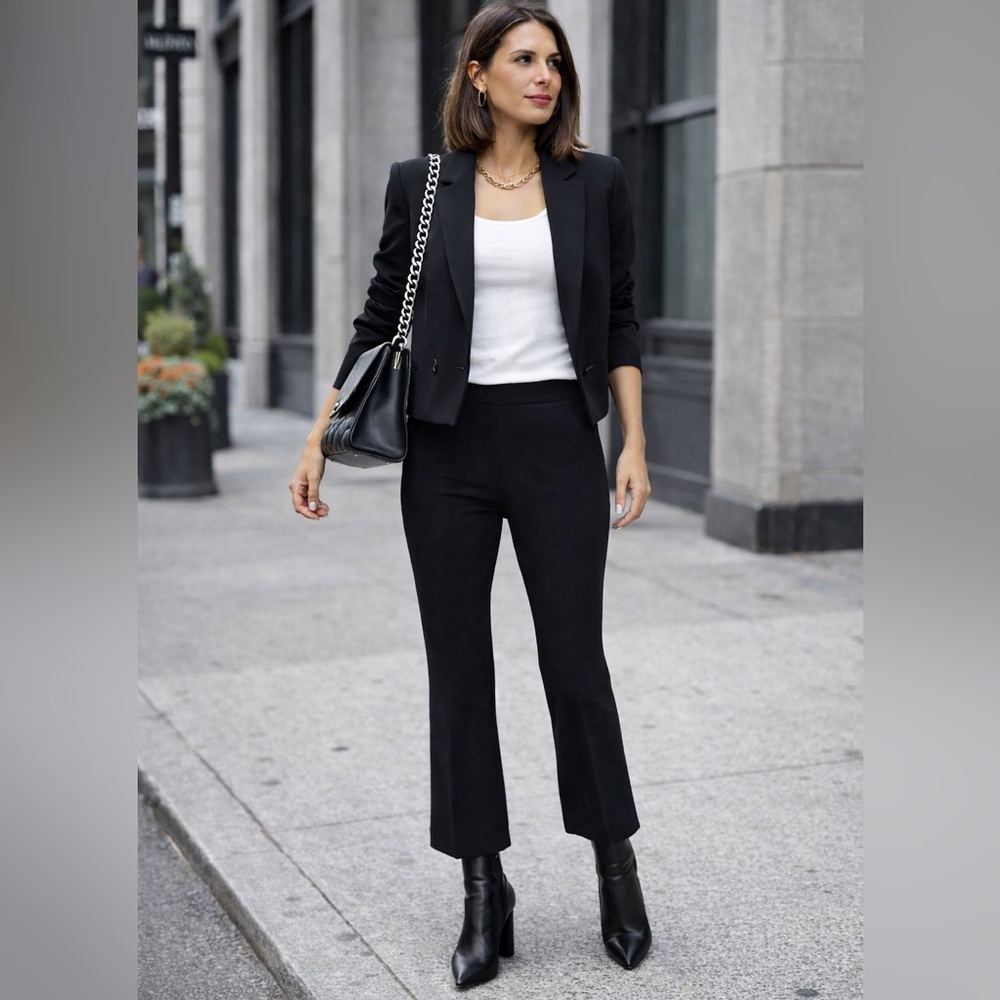 vince Black Ponte Visible Stitch Ankle Casual Work Pants Leggings XS